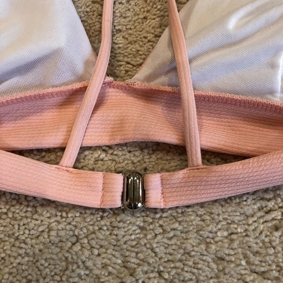 NWT ZAFUL BLUSH PINK TRIANGLE RIBBED BIKINI SWIMSUIT TOP SIZE MEDIUM - Picture 5 of 10